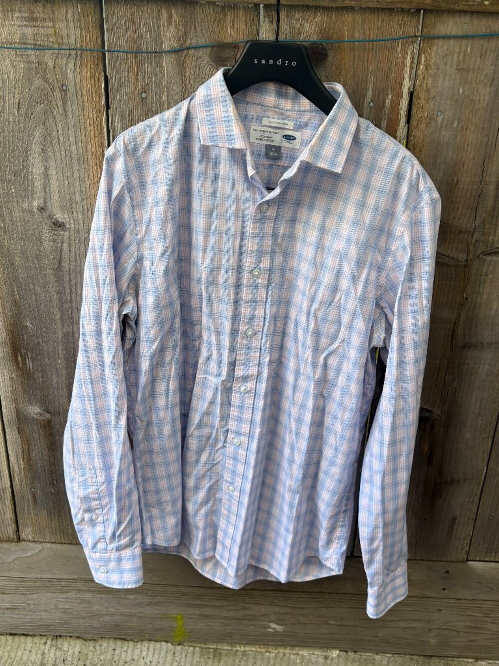 Old Navy Men’s Slim Fit Signature Shirt - Blue & Pink Plaid - Size M